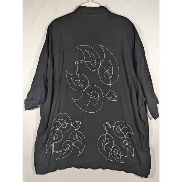 Vintage Tugu Black Sea Turtle Rayon Button Down Shirt XXL One Size - Picture 8 of 8